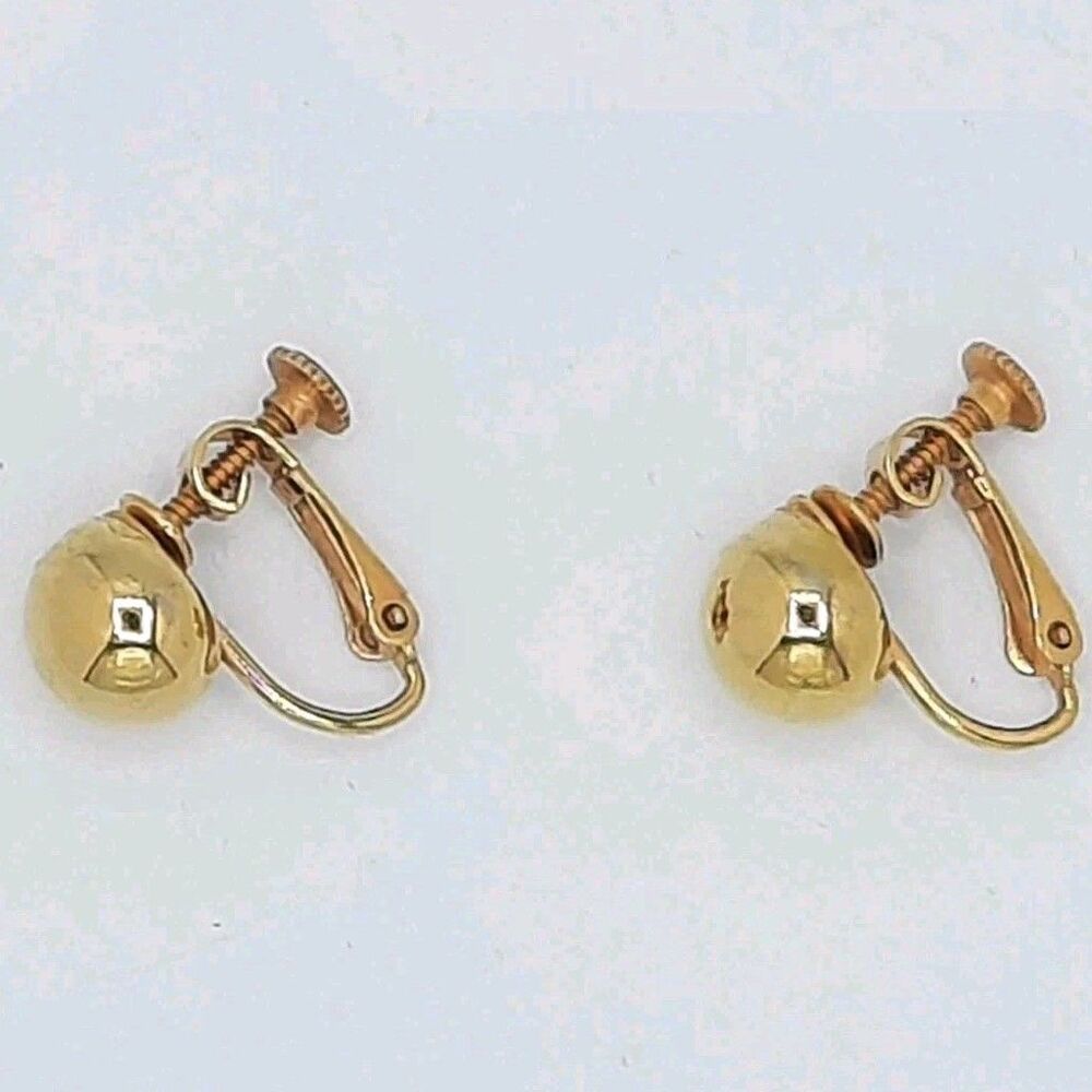 Vintage Napier Gold Tone Ball Earrings Screw On /Spring Back Combo/Signed